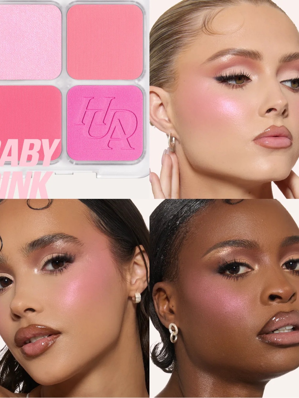 Huda Beauty BLUSH FILTER BLURRING BLUSHLIGHTERS PALETTE (Baby Pink) New - Picture 4 of 5